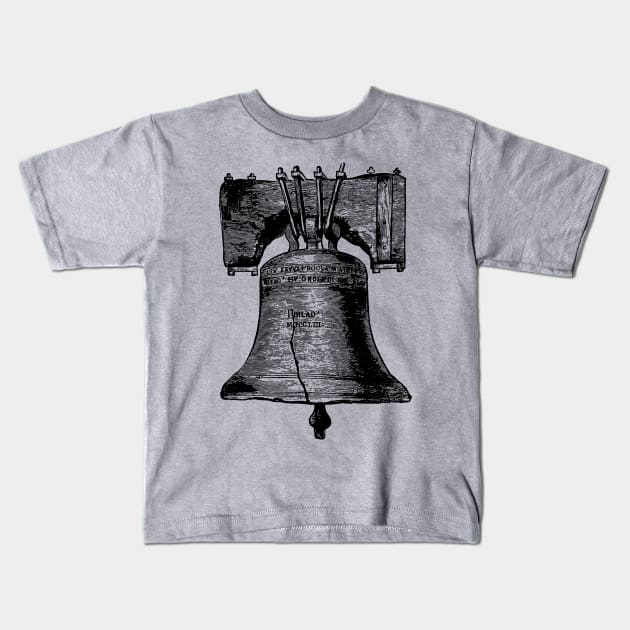 Liberty Bell Vintage Pen and Ink Line Art Graphic for Fans of Philadelphia and Freedom Kids T-Shirt by penandinkdesign@hotmail.com